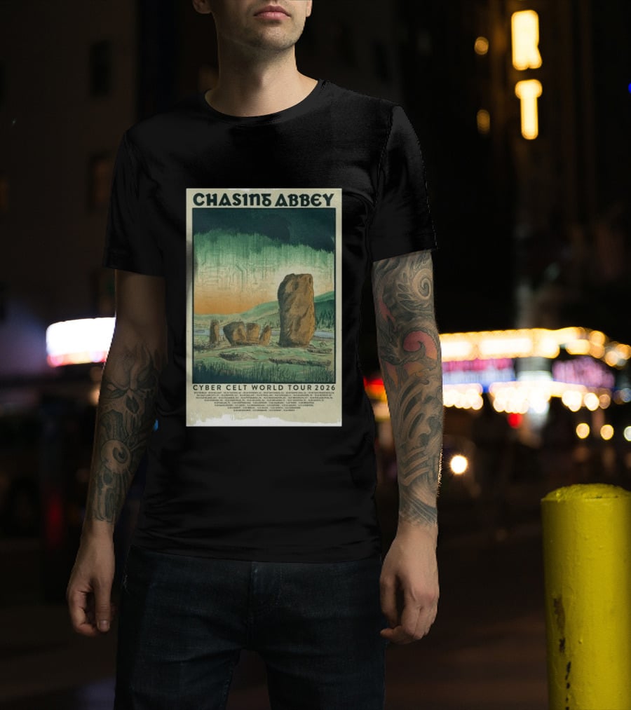 Chasin Abbey Cyber Celt World Tour 2026 Stone Circle Landscape T-Shirt