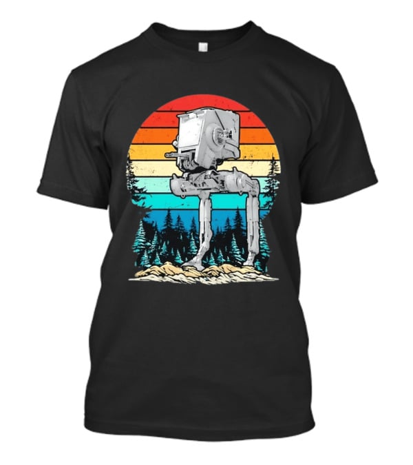 Star Wars AT ST Walker Retro Sunset And Pine Forest Scene T-Shirt