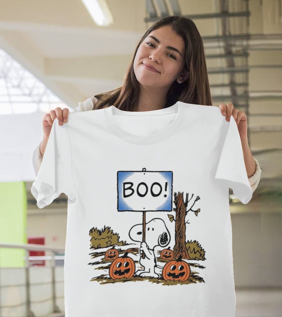 Snoopy Boo Sign Peanuts Halloween Pumpkins T-Shirt