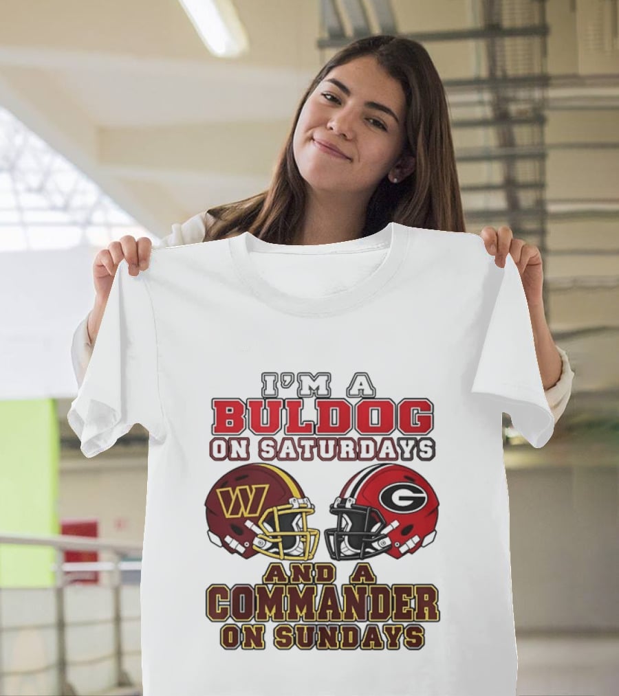 I'm A Bulldog On Saturdays And A Commander On Sundays Football Helmets T-Shirt