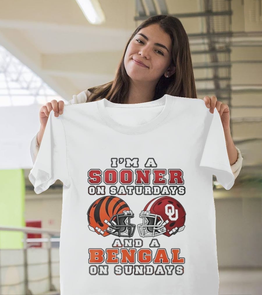 I'm A Sooner On Saturdays And A Bengal On Sundays Sports Fan Gear T-Shirt