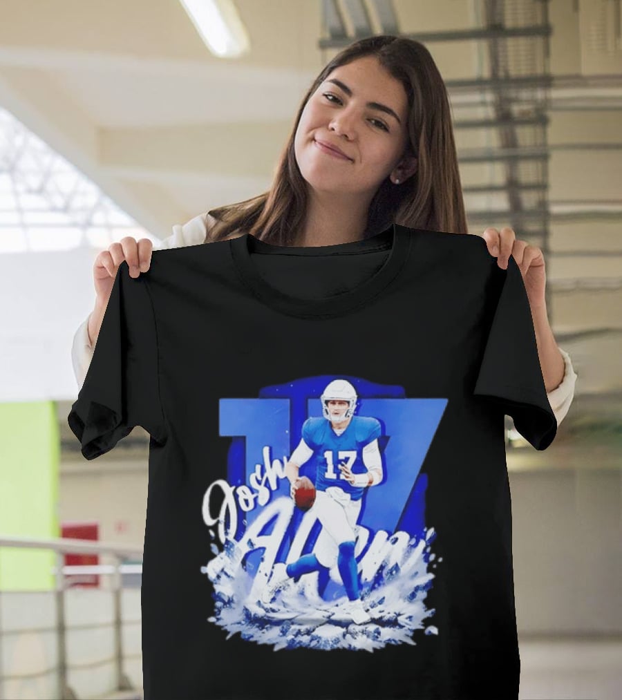 Josh Allen 17 Buffalo Bills Quarterback Snow Wave T-Shirt