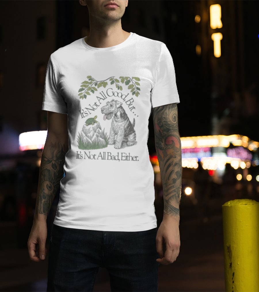 It's Not All Good But It's Not All Bad Either Dog And Turtle Under Yellow Leaves T-Shirt