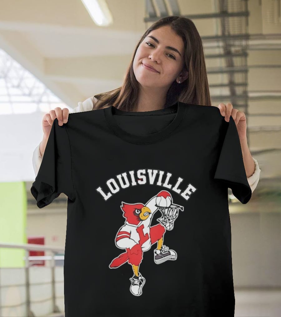 Louisville Cardinals Basketball Mascot Dunking T-Shirt