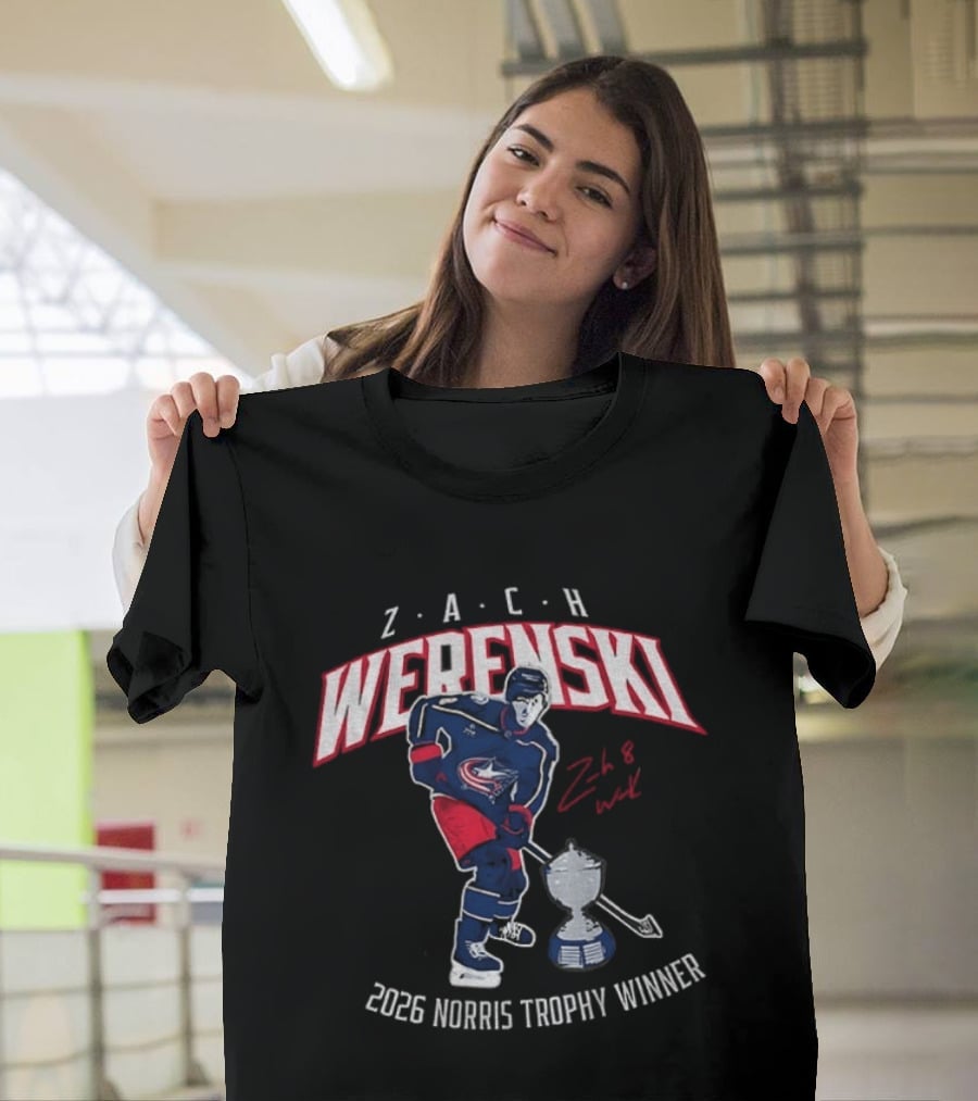 Zach Werenski Columbus Hockey 2026 Norris Trophy Winner T-Shirt