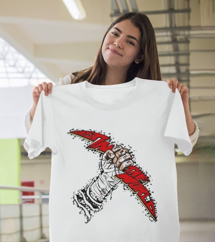 MMA Fighter Fist Power Justin The World Red And Black T-Shirt