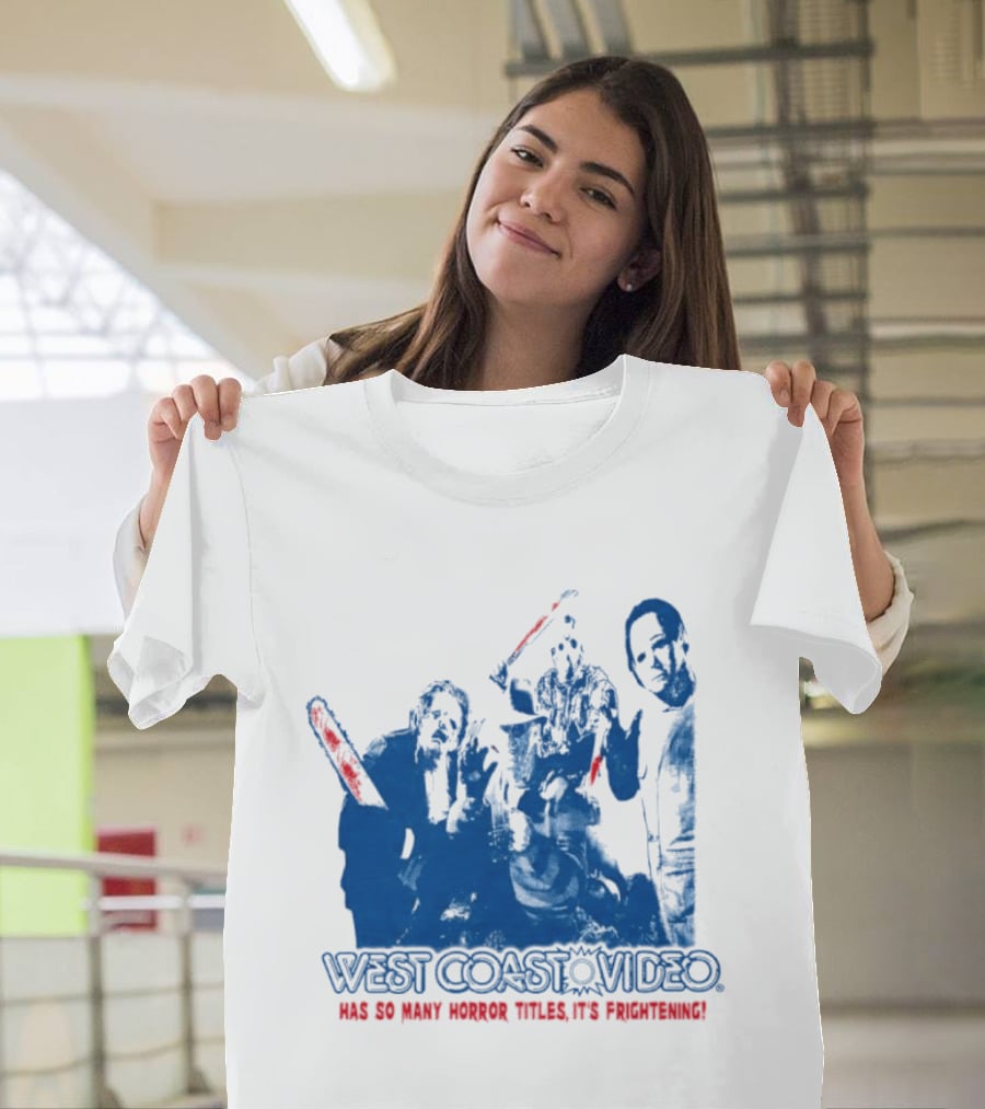 West Coast Video Horror It's Frightening Slasher Movie Halloween T-Shirt