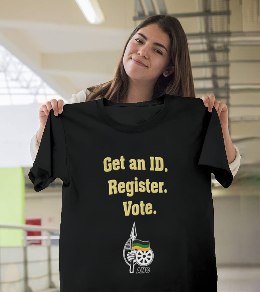 ANC Get An ID Register Vote Encouragement With Iconic Spear And Wheel T-Shirt