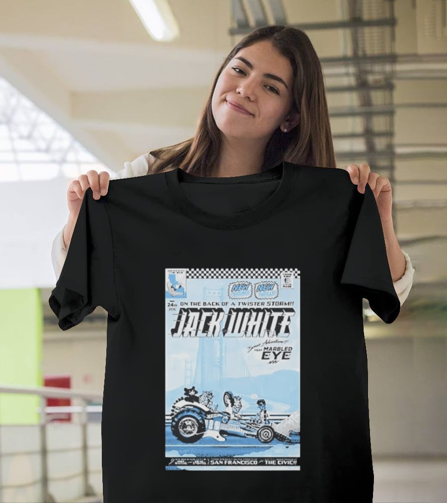 Jack White Twister Storm SF Comic Book Adventure Featuring Marbled Eye San Francisco The Civic T-Shirt
