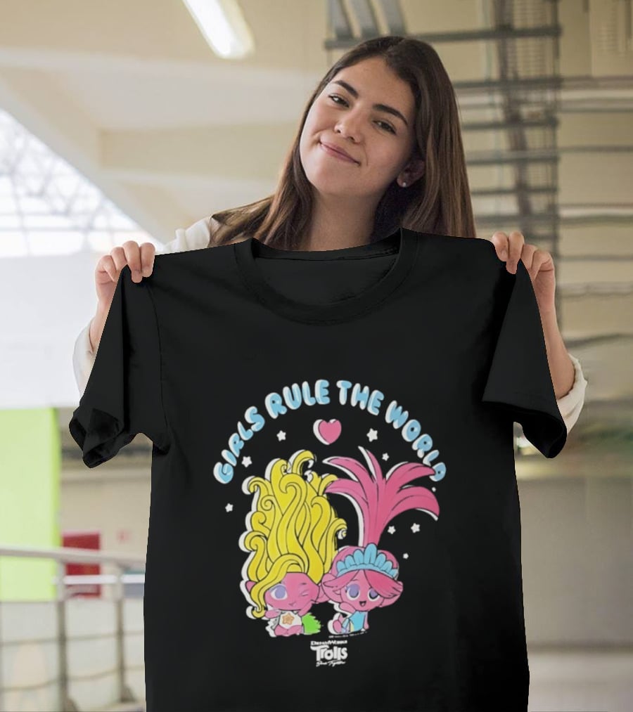 DreamWorks Trolls Band Together Girls Rule The World Bright Colorful T-Shirt