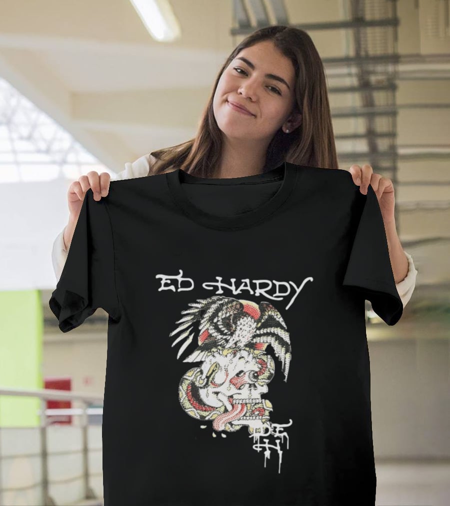 Ed Hardy Skull Eagle Rhinestone Y2K Fashion T-Shirt