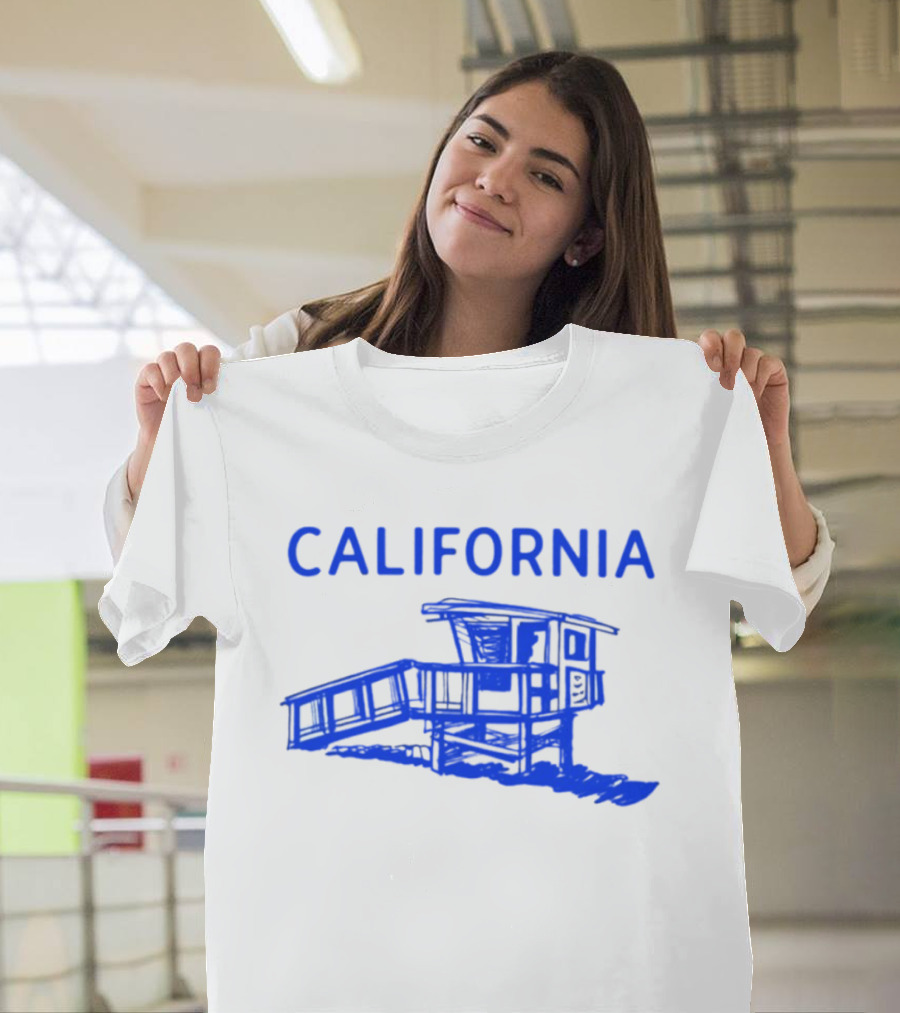 California Beach Sketch Lifeguard Tower T-Shirt