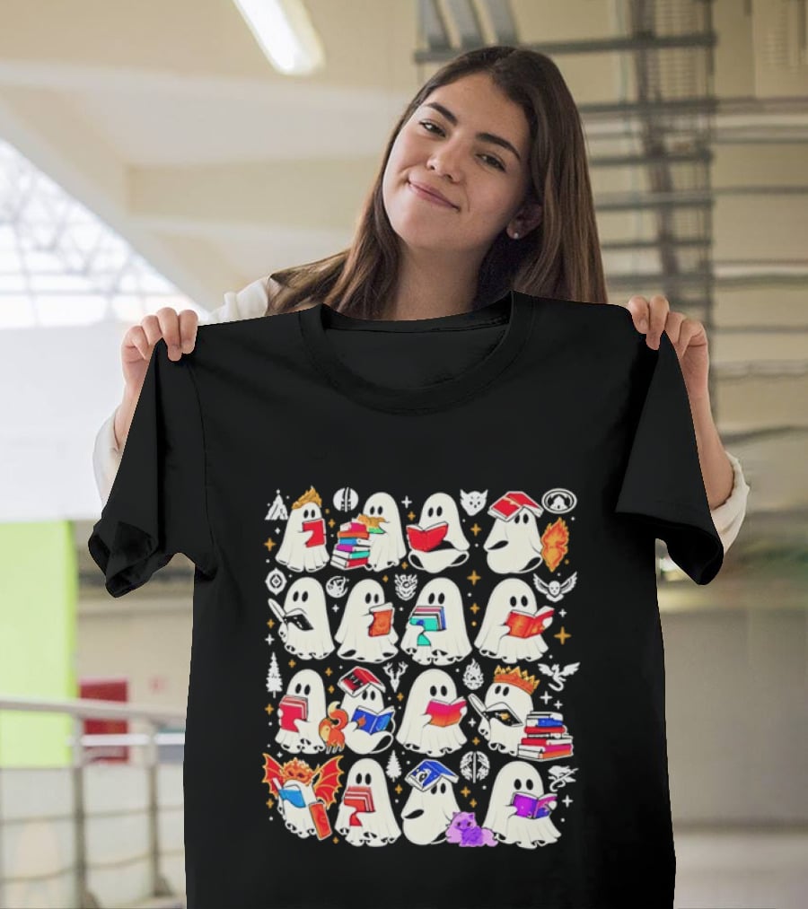 Ghosts Reading Books Halloween Costume Party T-Shirt
