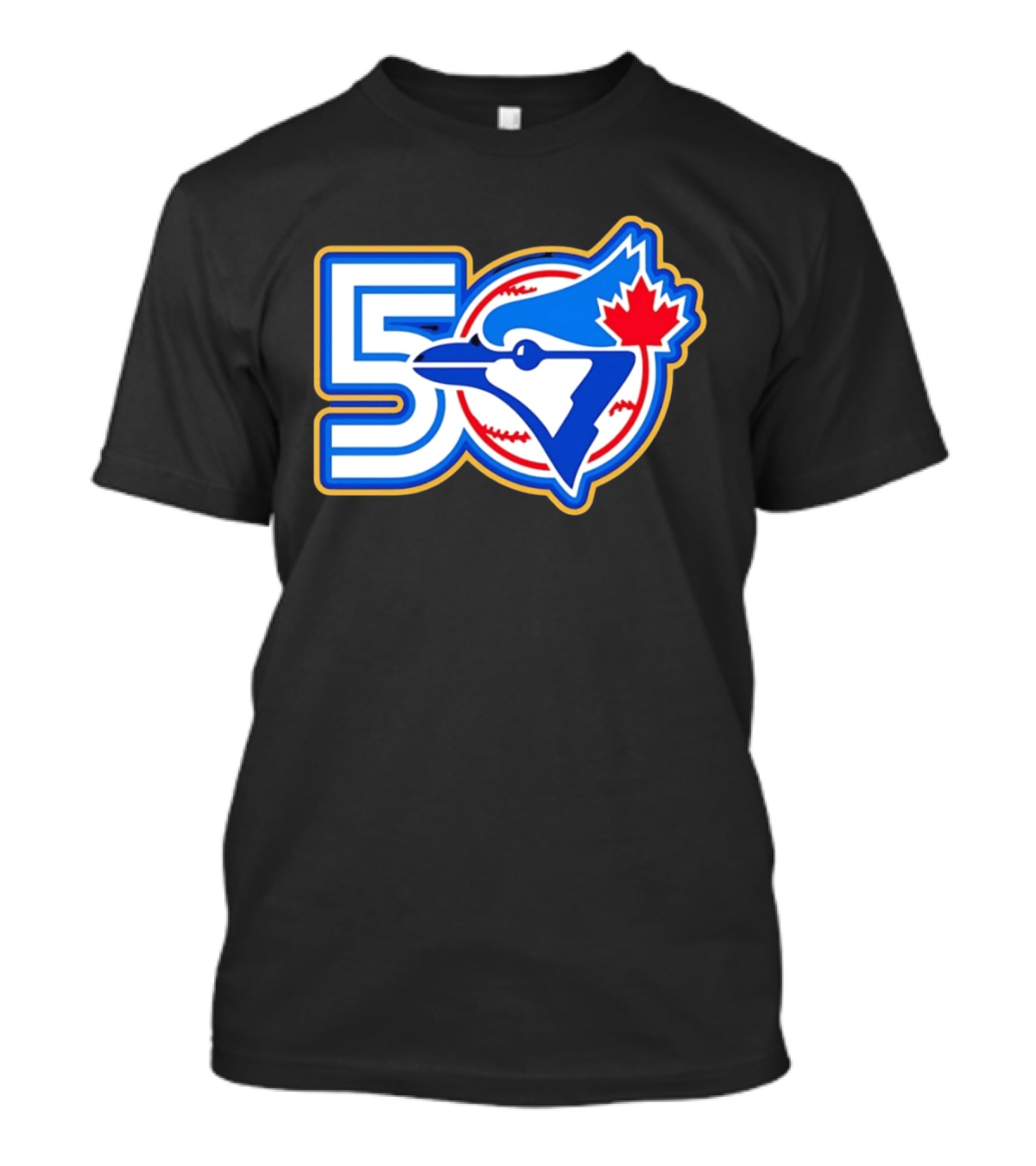 Toronto Blue Jays 50th Anniversary Logo With Maple Leaf And Baseball T-Shirt