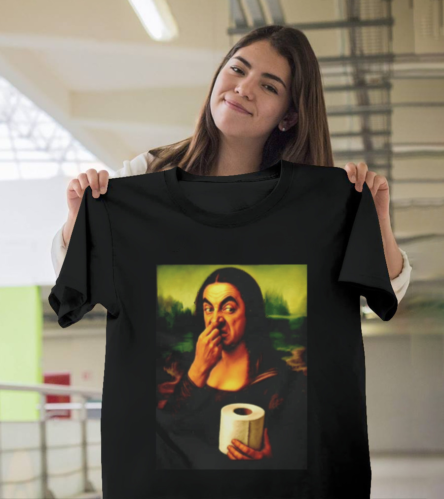 Rowan Atkinson Mona Lisa Nose Picking Toilet Roll Holding T-Shirt