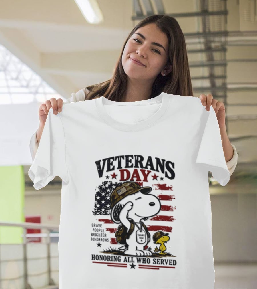 Snoopy Woodstock Veterans Day Some Gave All Peanuts Always Remember T-Shirt