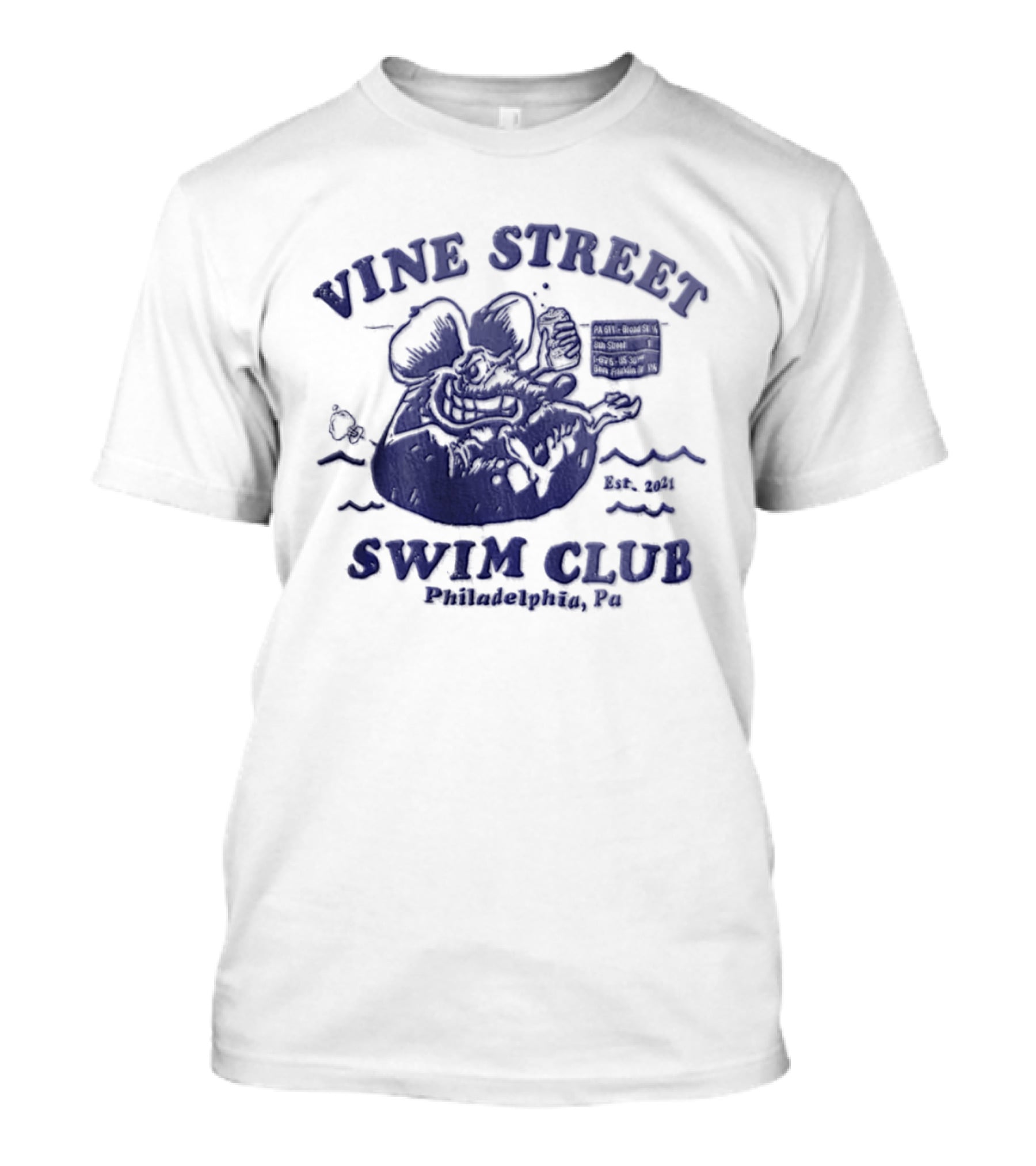 Vine Street Swim Club Philadelphia PA 2021 Rat Floating T-Shirt