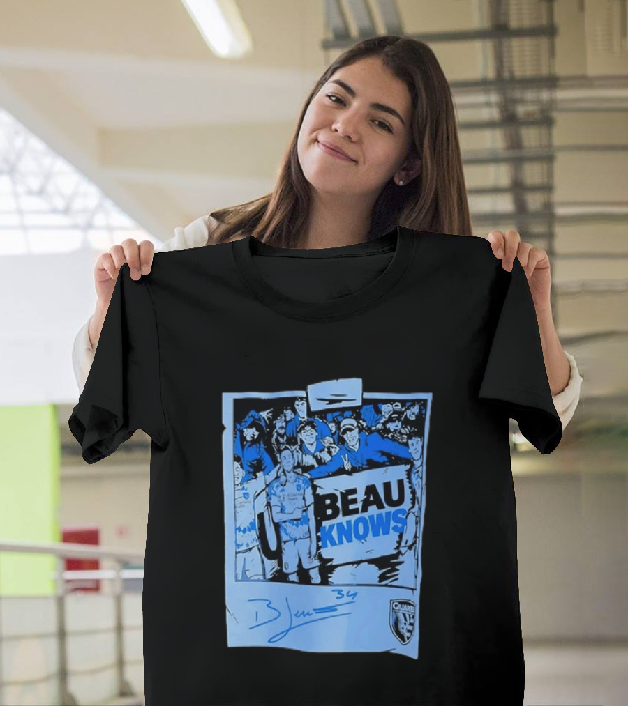 Beau Knows San Jose Earthquakes Soccer Fan Art Blue Signature T-Shirt