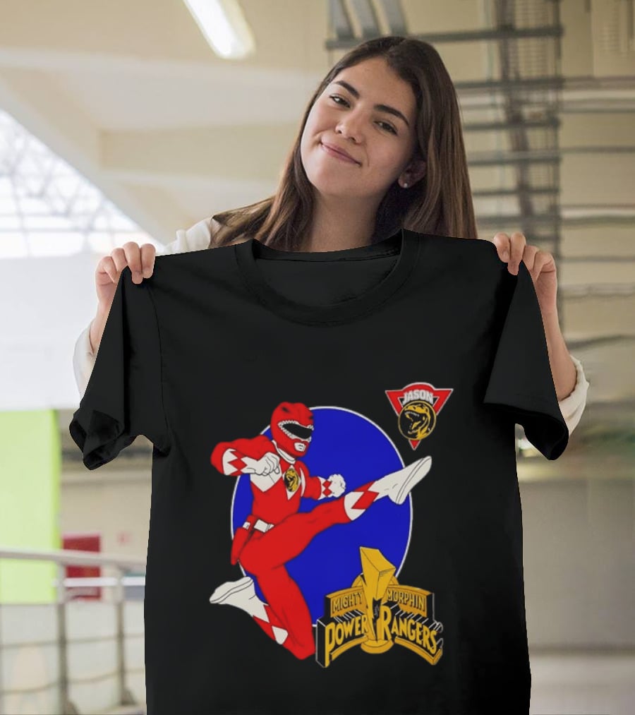 Jason Red Ranger Mighty Morphin Power Rangers Iconic Kick Pose Lion T-Shirt