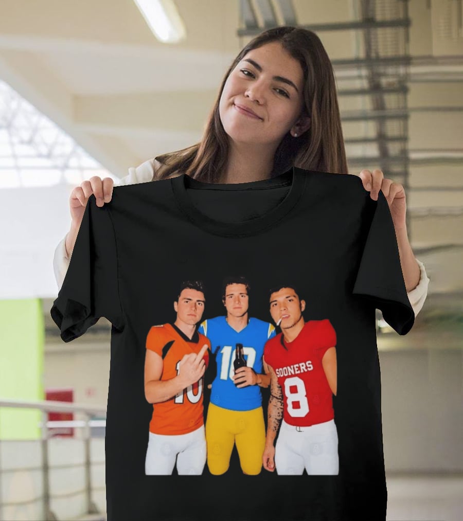 Bo Nix Justin Herbert Dillon Gabriel Football Players Gesture And Cigarette T-Shirt