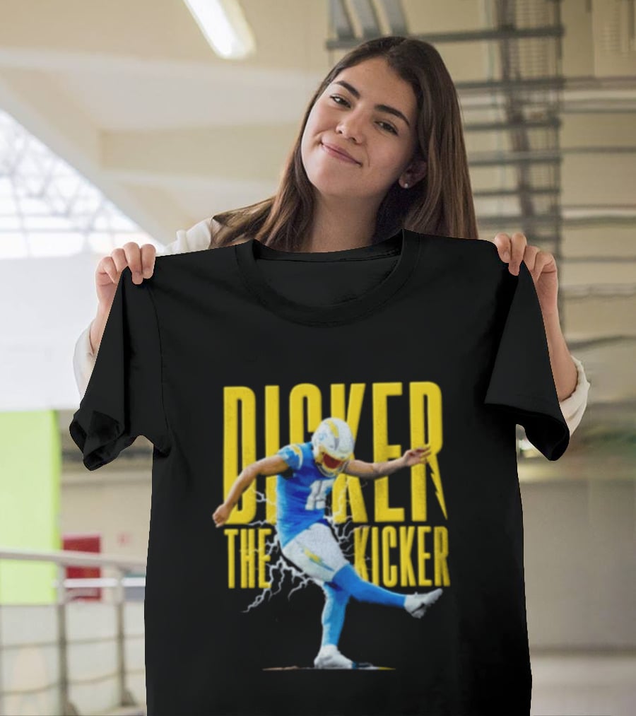Cameron Dicker The Kicker Football Action Blue And Yellow T-Shirt
