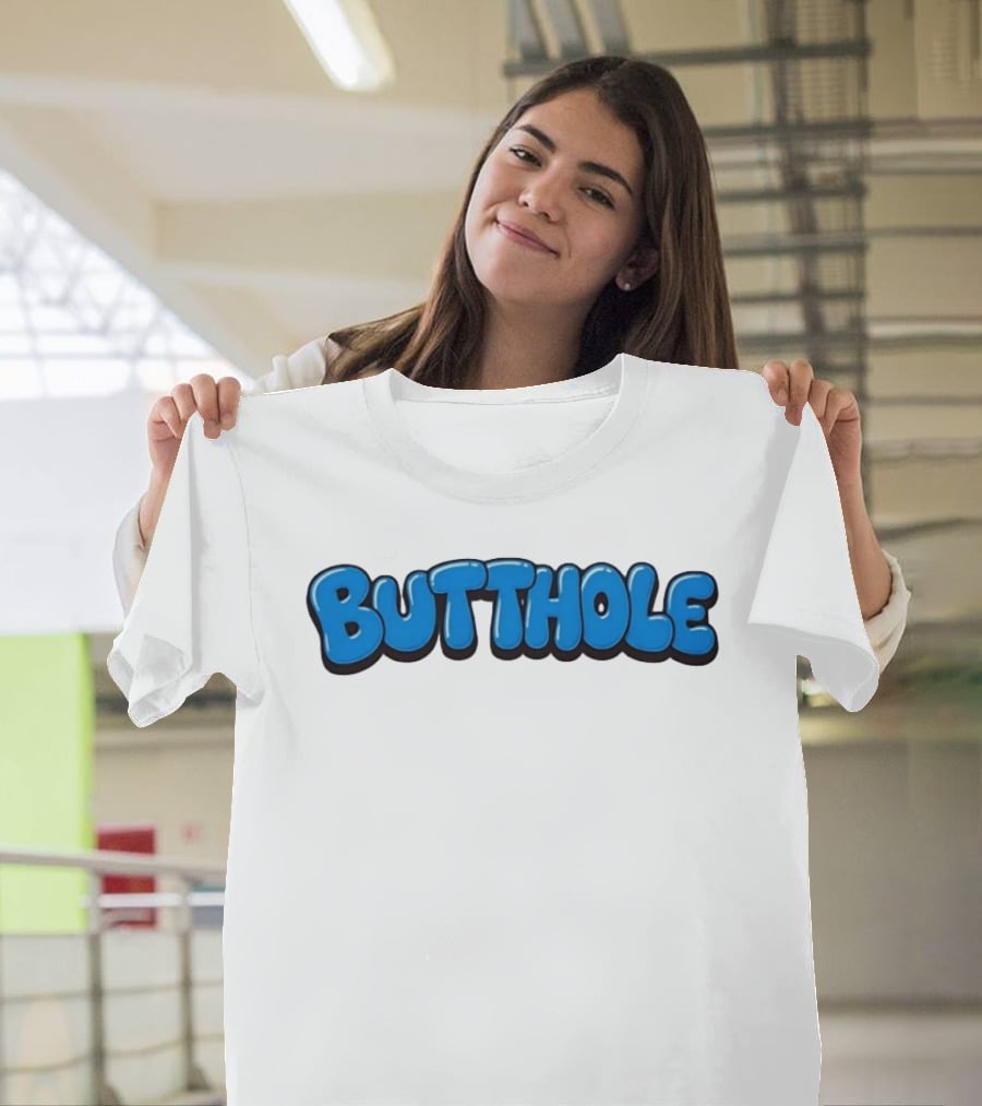 Butthole Bubble Letter Graffiti Blue T-Shirt