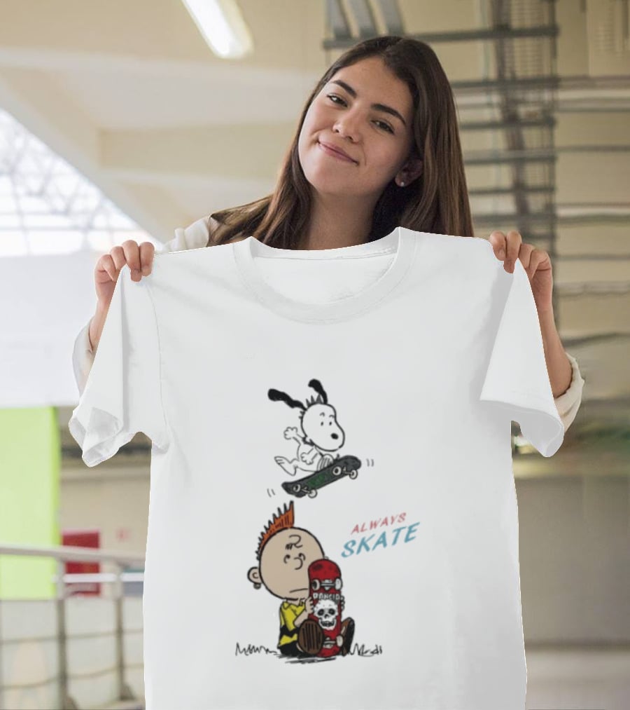 Charlie Brown Snoopy Always Skate NOFX Rancid T-Shirt