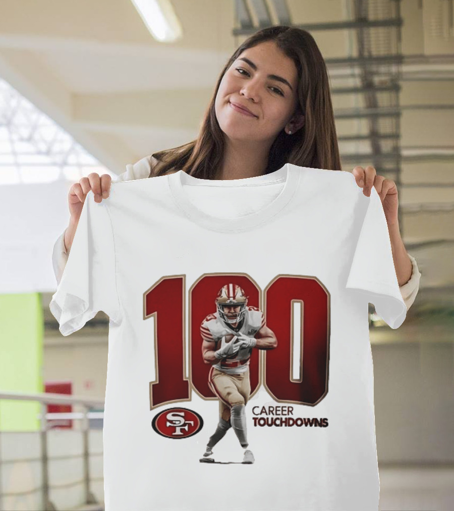 Christian McCaffrey 49ers 100 Career Touchdowns T-Shirt