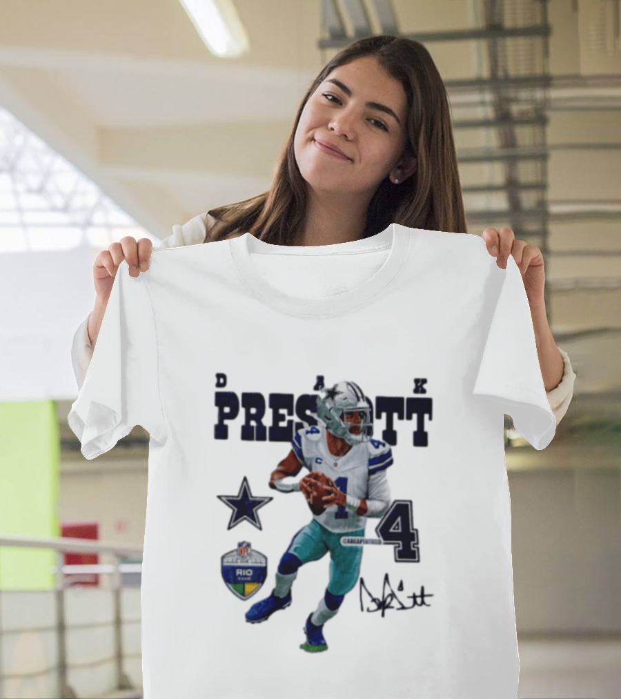 Dak Prescott Dallas Cowboys Quarterback 2026 Football Star Number 4 T-Shirt