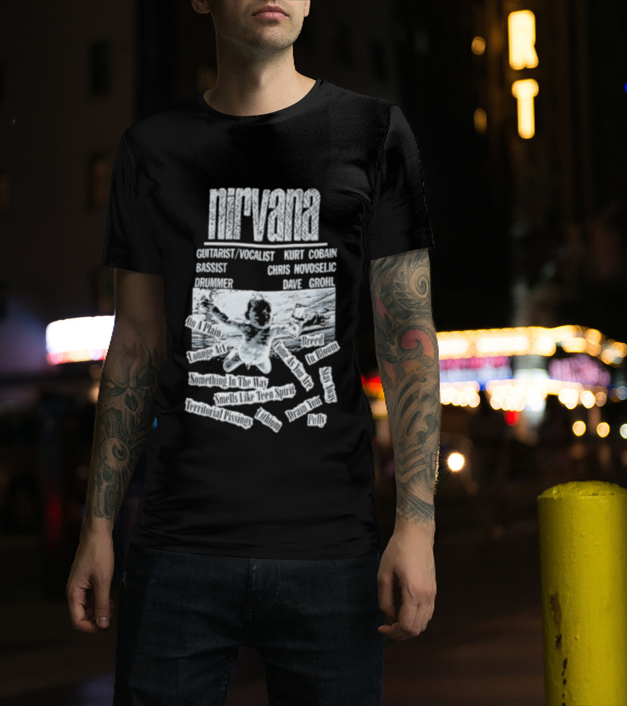 Nirvana Kurt Cobain Krist Novoselic Dave Grohl Spencer Elden Swimming Baby Album T-Shirt