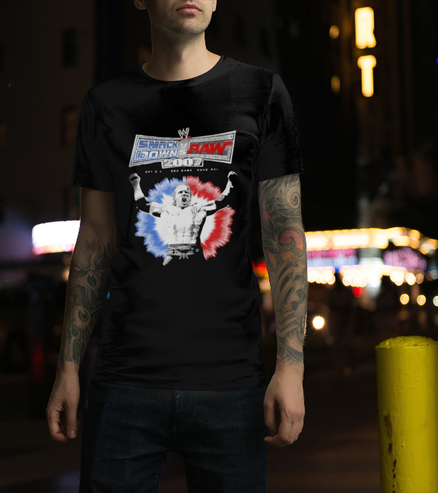 WWE SmackDown Vs Raw 2007 Video Game Soundtrack Fighter Triumph In Blue And Red T-Shirt
