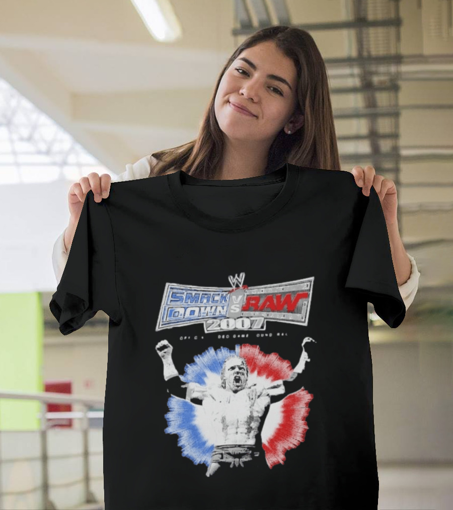 WWE SmackDown Vs Raw 2007 Video Game Soundtrack Fighter Triumph In Blue And Red T-Shirt