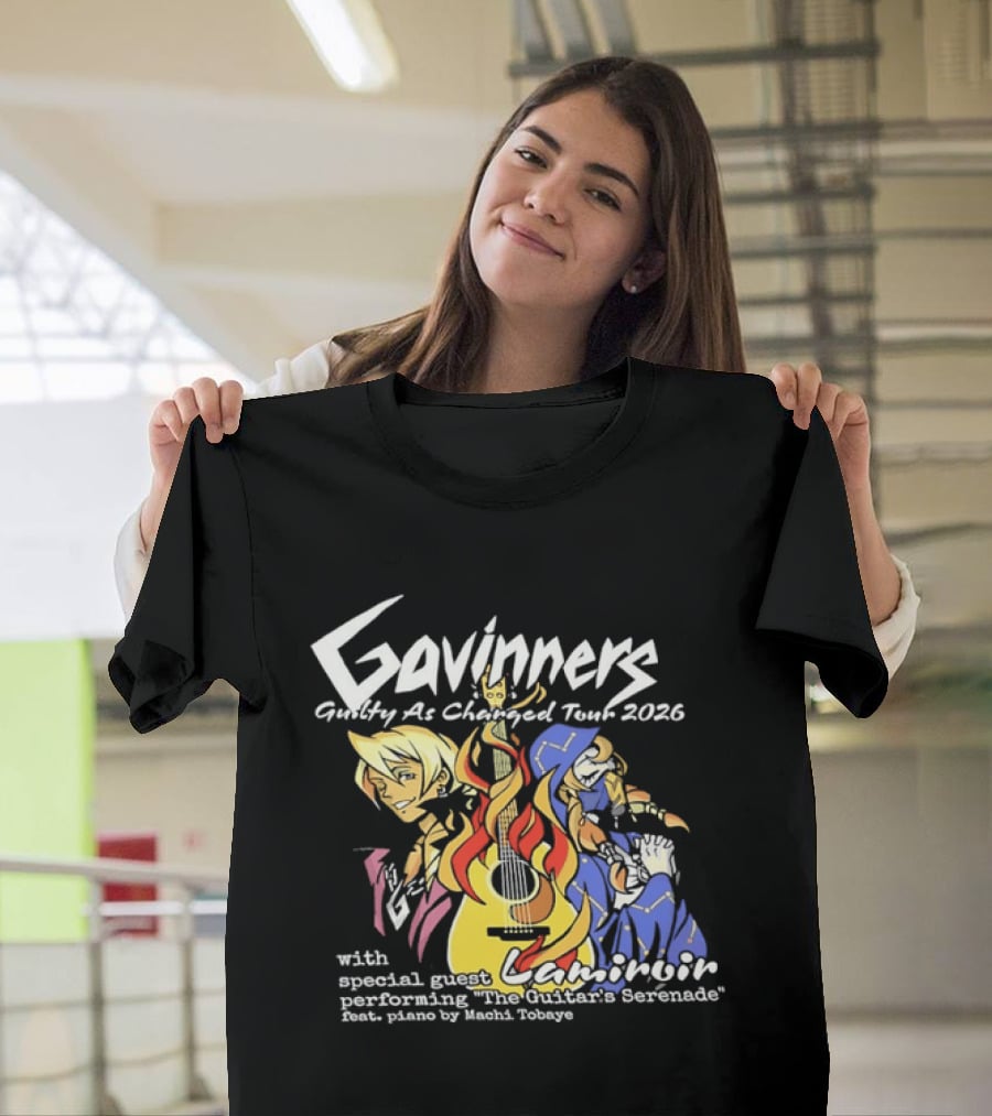 Gavinners Guilty As Charged Tour 2026 Special Guest Lamiroir Performing The Guitar's Serenade Machi Tobaye T-Shirt