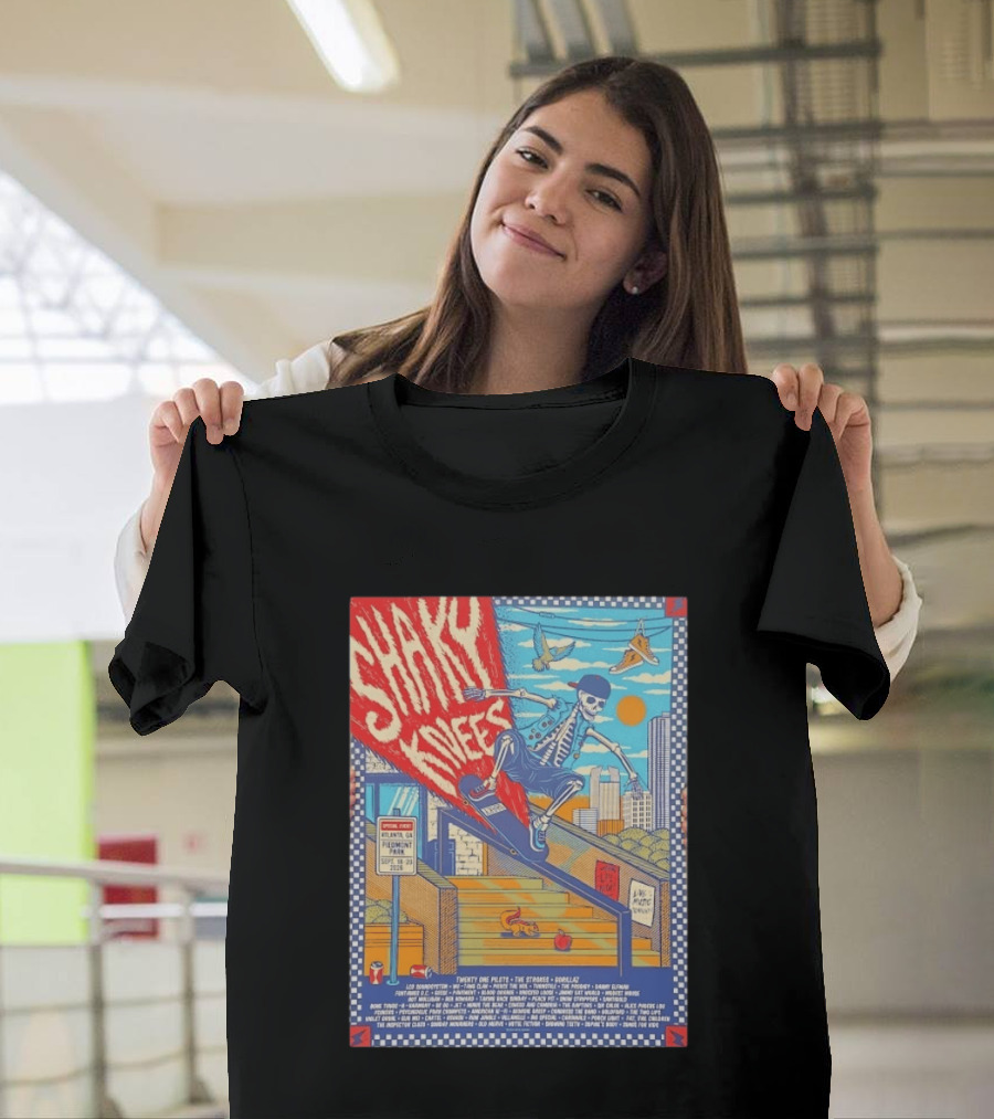 Shaky Knees Music Festival 2026 Atlanta Piedmont Park Lineup Featuring Twenty One Pilots The Strokes Gorillaz T-Shirt