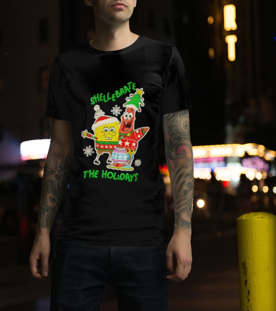 Shellebrate The Holidays With SpongeBob SquarePants And Patrick Star Festive Sweaters T-Shirt