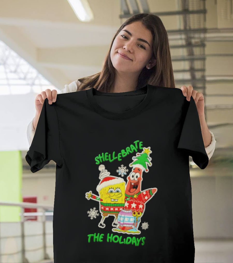 Shellebrate The Holidays With SpongeBob SquarePants And Patrick Star Festive Sweaters T-Shirt