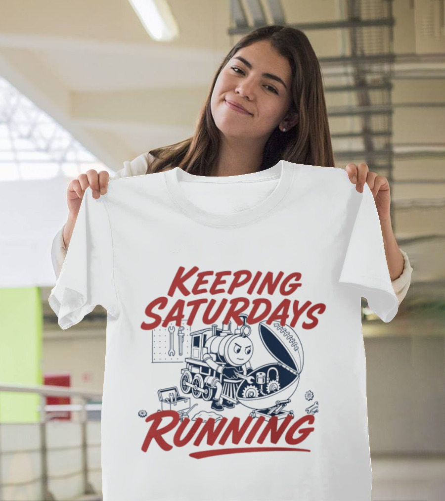 Keeping Saturdays Running Football Train Mechanic Football Train Mechanic Football Train Mechanic T-Shirt
