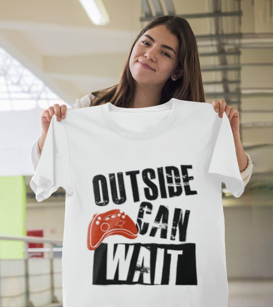 Outside Can Wait Video Game Controller T-Shirt
