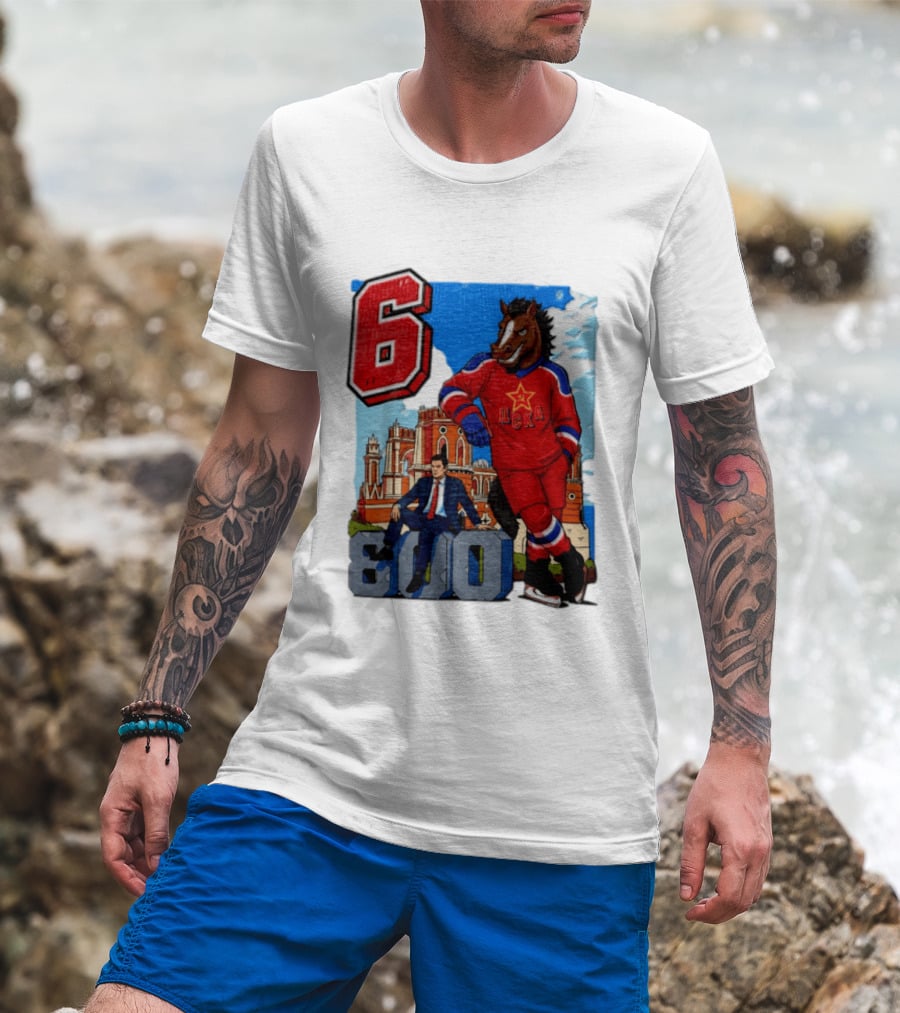 Valeri Kharlamov Cska Moscow KHL 6 800 Man In Suit With Stone Horse T-Shirt