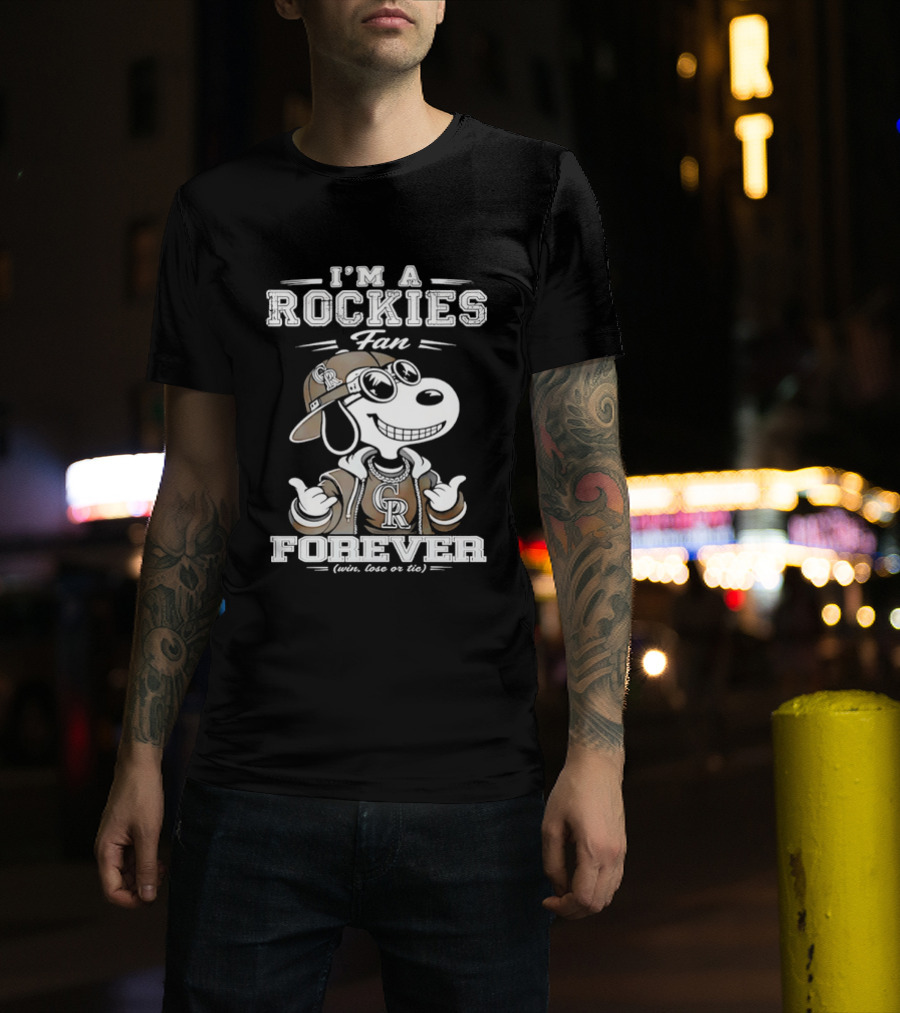 I'm A Rockies Fan Forever Snoopy Win Lose Or Tie T-Shirt