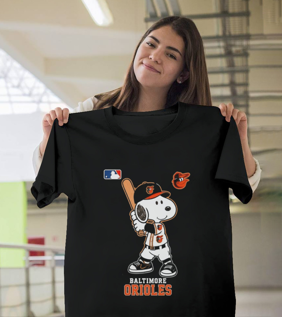 Snoopy Baltimore Orioles MLB Baseball Jersey With Bat And Cap T-Shirt