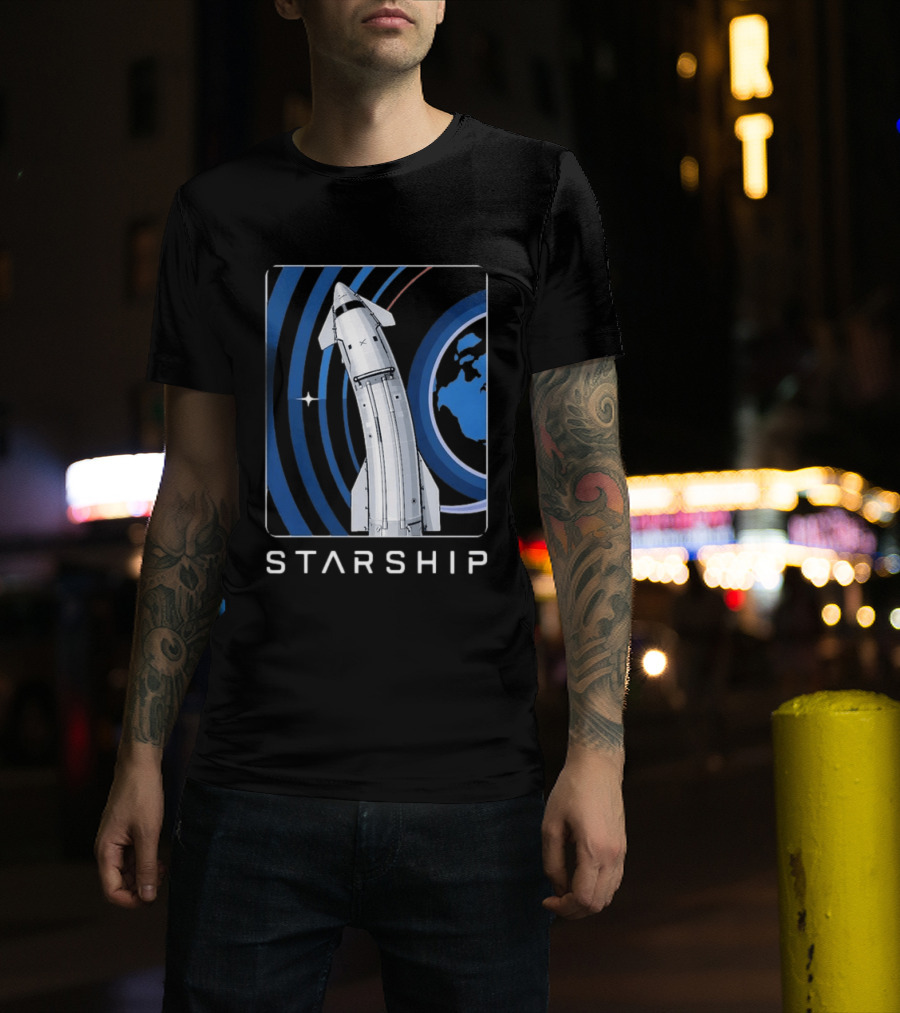Starship Orbital Flight SpaceX Earth Trajectory T-Shirt