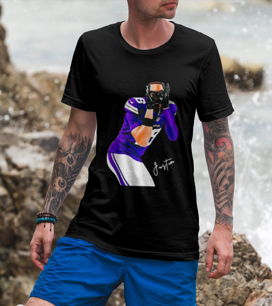 Justin Jefferson Signature Minnesota Vikings Football Player Pose T-Shirt