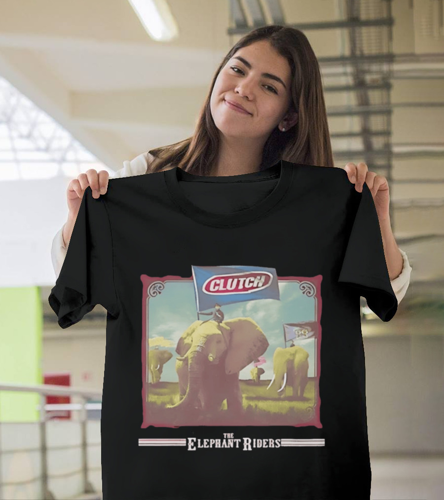 Clutch The Elephant Riders Alternative Metal Rock Music Elephant Banner T-Shirt