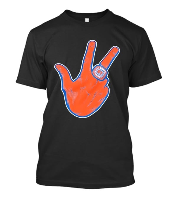 New York Knicks World Champs Victory Hand Sign With Ring NY Sports T-Shirt