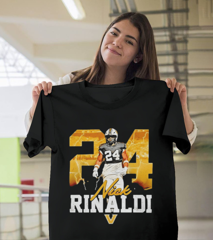 Nick Rinaldi 24 Vanderbilt Commodores NCAA Football Lightning T-Shirt