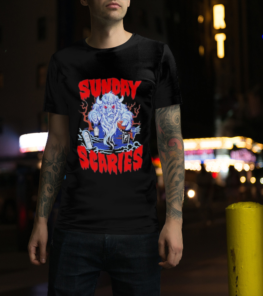 Sunday Scaries Buffalo Football Game Day Frights Lancaster Jeff Schmid T-Shirt