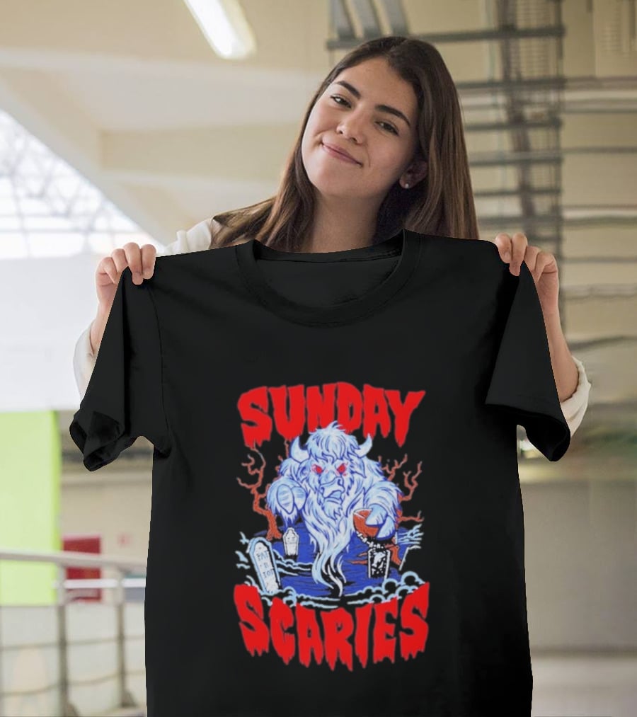 Sunday Scaries Buffalo Football Game Day Frights Lancaster Jeff Schmid T-Shirt