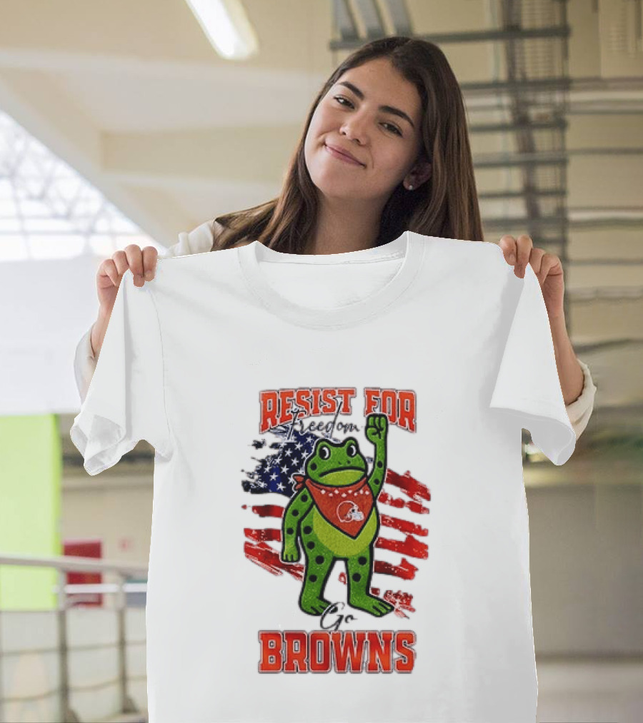 Resist For Cleveland Browns Portland Frog American Flag T-Shirt