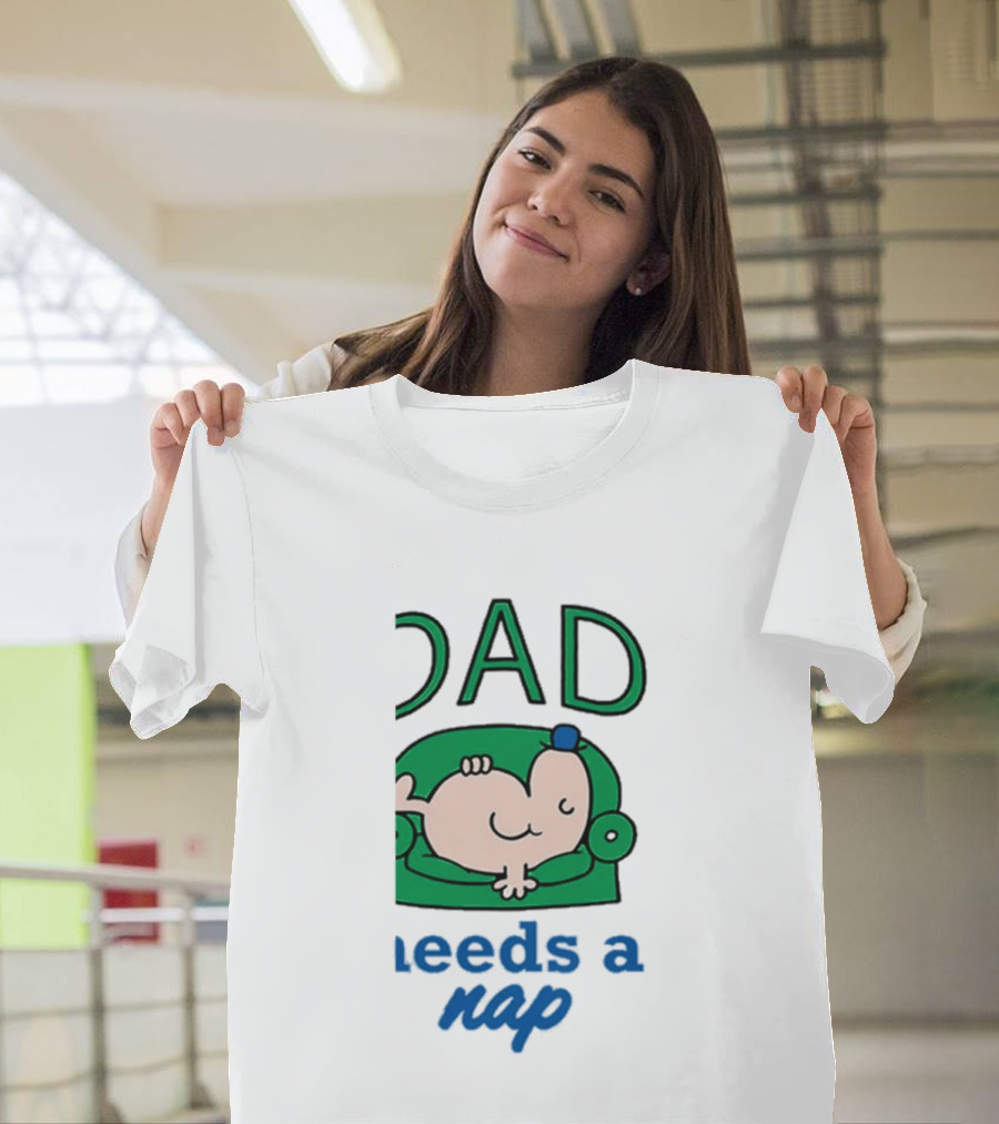 Dad Needs A Nap Cute Cartoon Sleeping Couch T-Shirt
